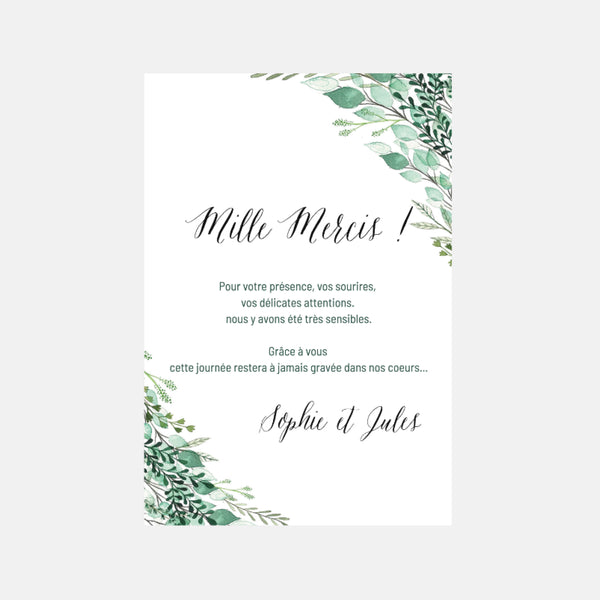 Wedding thank you card with Botanical Plant photo