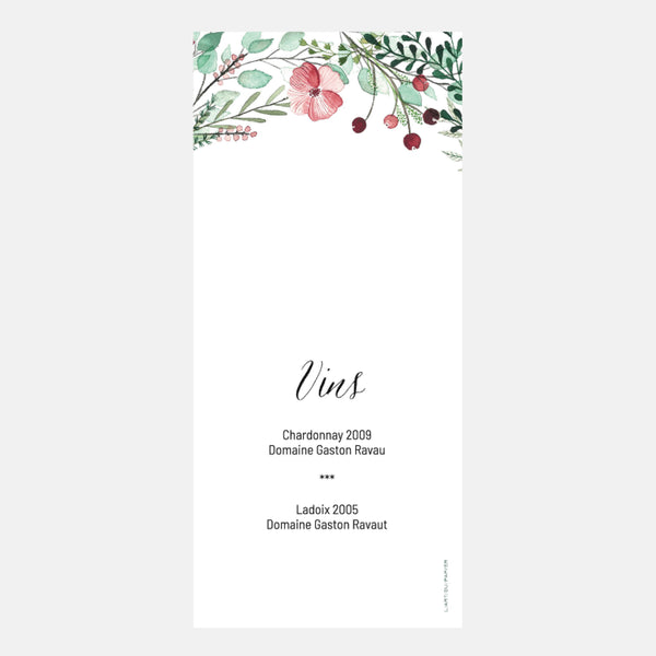 Floral Botanical Wedding Menu