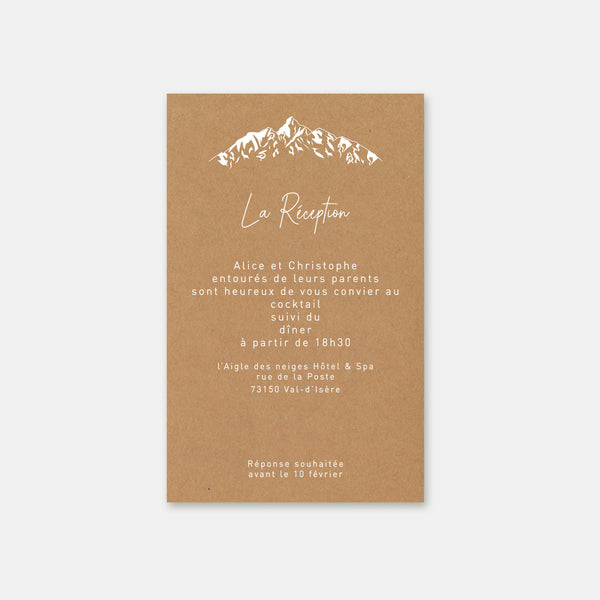 Carton invitation de mariage montagnes kraft