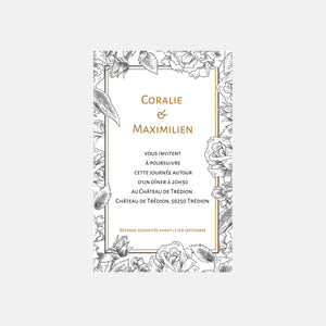Wedding invitation card Flowers Engraving