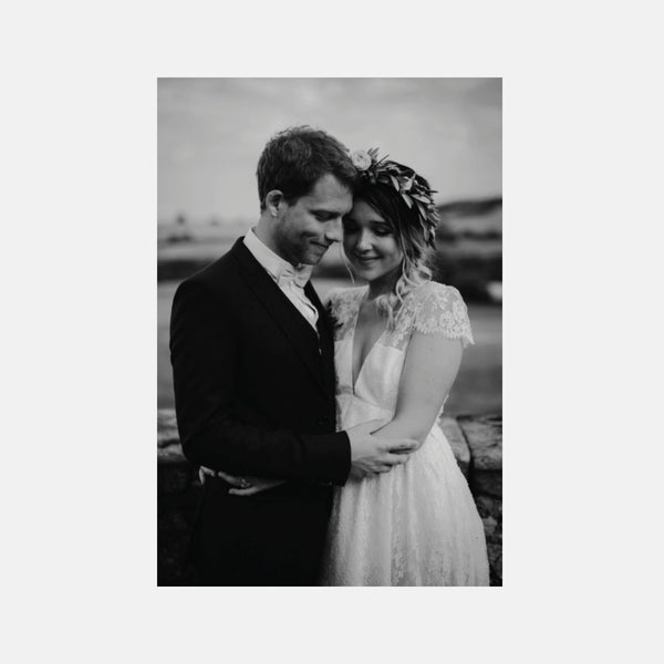 Wedding thank you card with photo Flowers Engraving