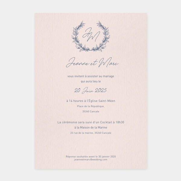 Plant wreath wedding invitation