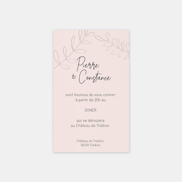 Carton invitation de mariage esquisse feuillage