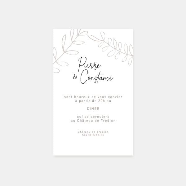 Wedding invitation card foliage sketch