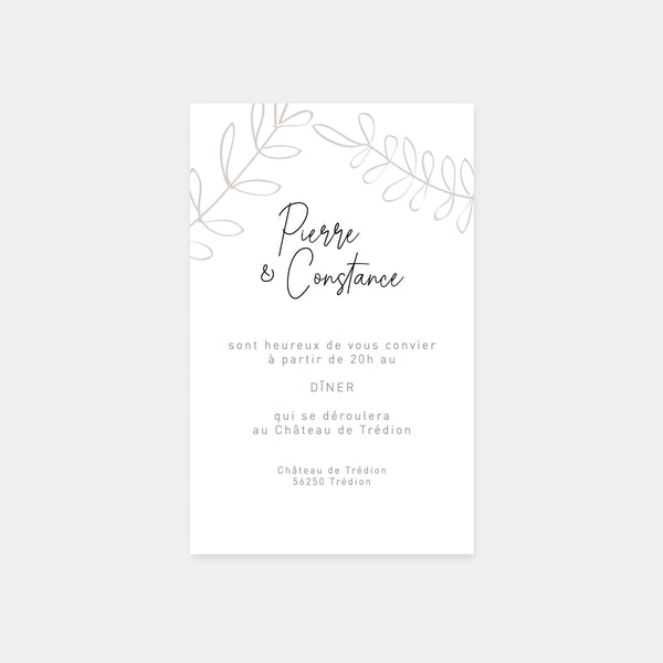 Carton invitation de mariage esquisse feuillage