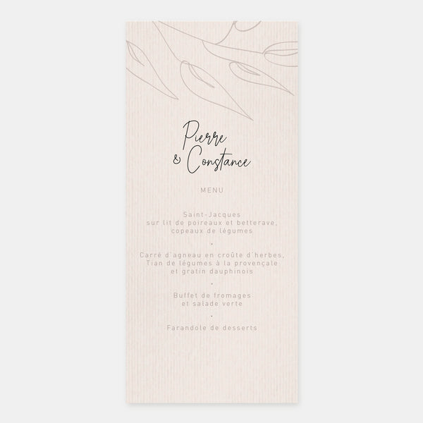 Foliage Sketch Wedding Menu