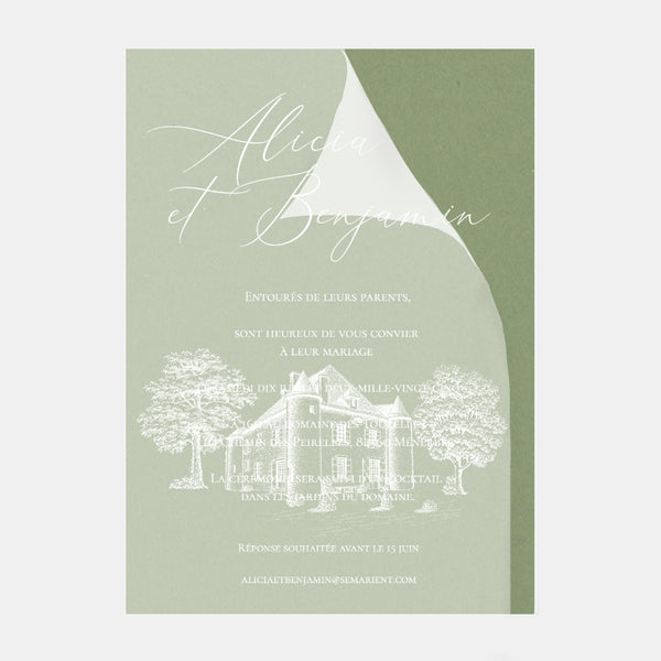 Wedding invitation transparency Domaine des Tourelles