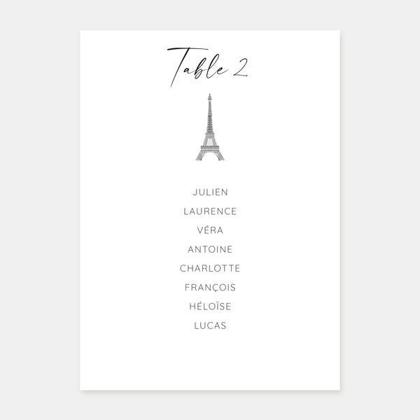 Paris rooftop wedding table plan