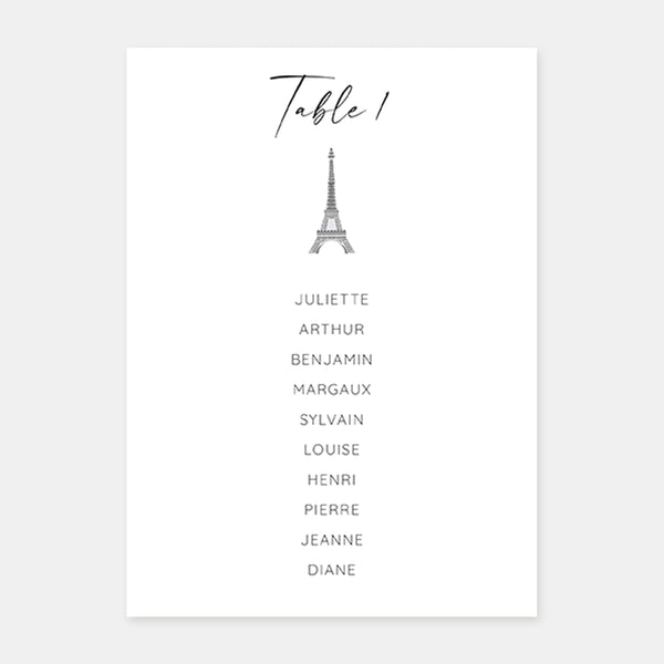 Paris rooftop wedding table plan