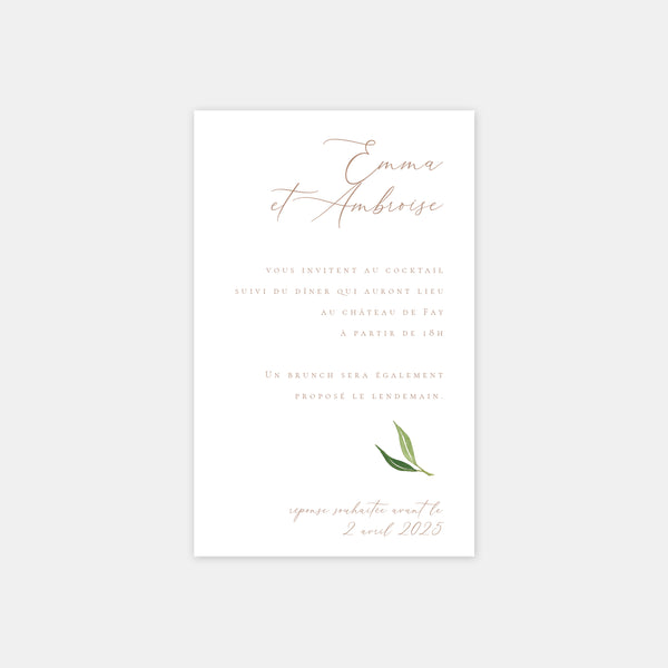 Carton invitation de mariage Domaine aquarelle