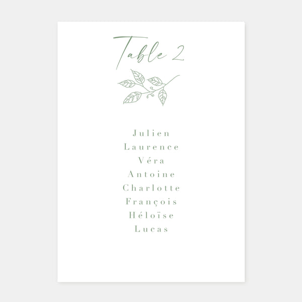 Foliage wedding table plan