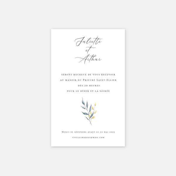 Carton invitation de mariage couronne de Juliette