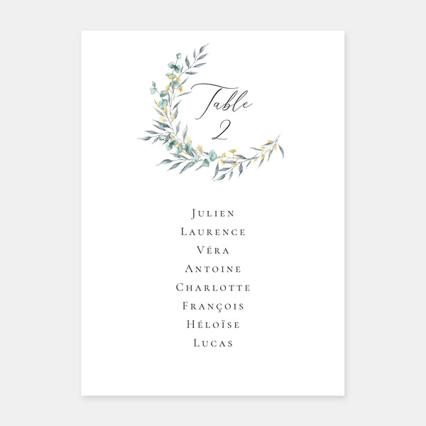 Tischplan für die Hochzeit mit Julias Krone – 5x