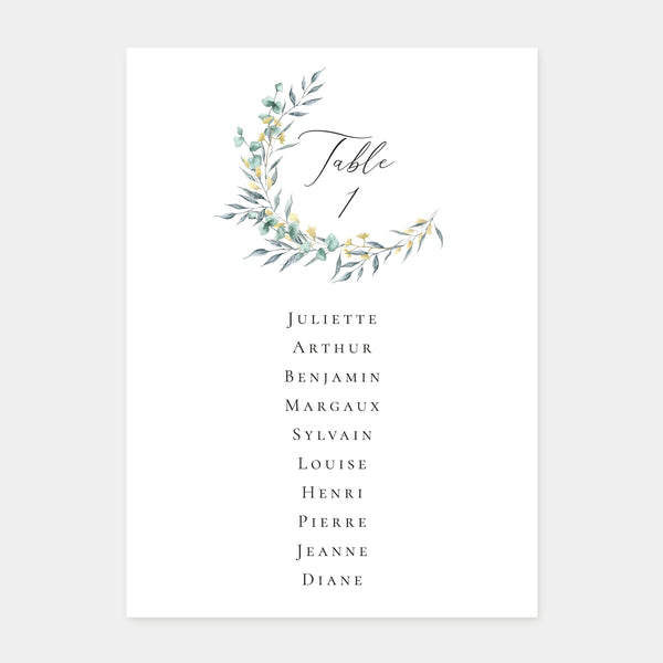 Tischplan für die Hochzeit mit Julias Krone – 5x