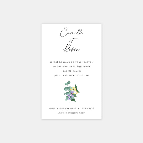 Carton invitation de mariage couronne de Camille
