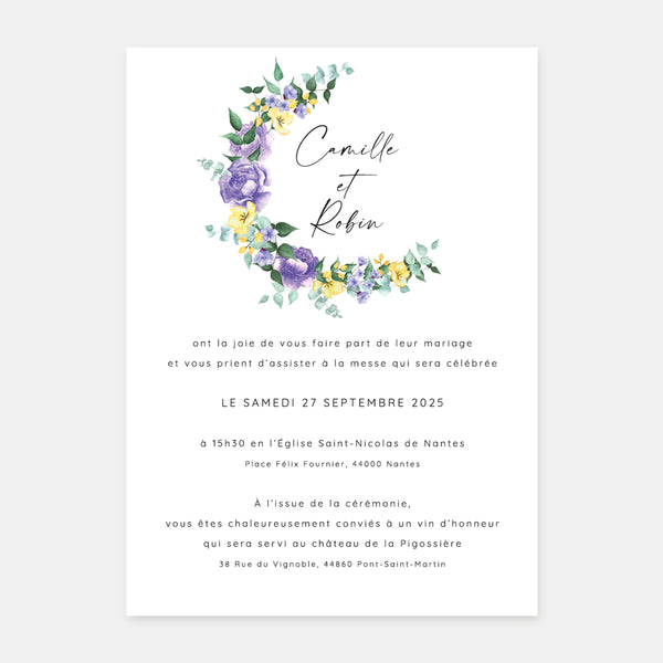 Faire-part de mariage couronne de Camille