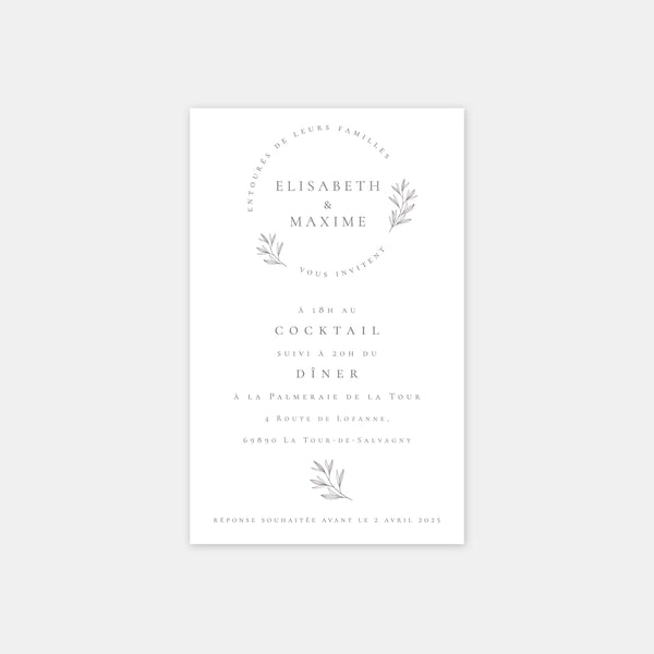 Carton invitation de mariage nature chic