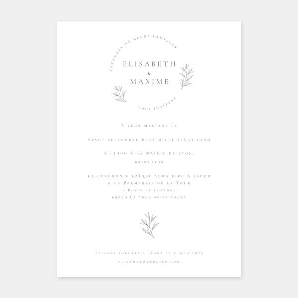 Chic nature wedding invitation