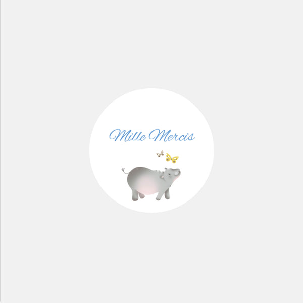 Personalized birth stickers Hippopotamus medallion