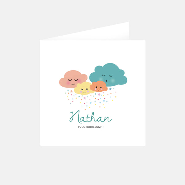 Birth announcement family clouds