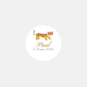 Stickers personnalisés naissance classique tigre - 48ex