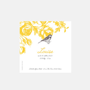 Yellow ballad birth announcement