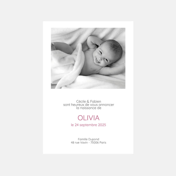 Olivia birth announcement