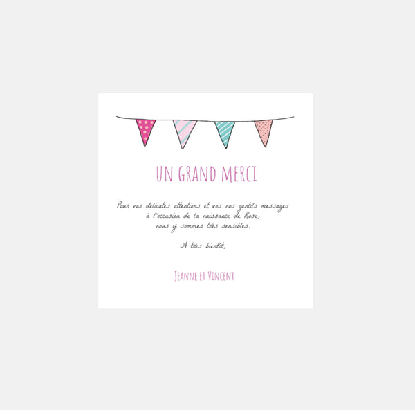 Birth thank you card My pink family by Kopines