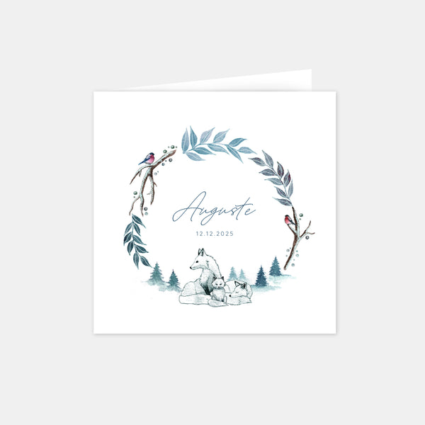 Faire-part naissance famille hiver