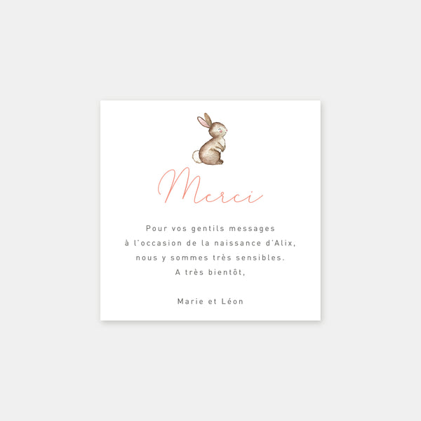 Little Rabbit birth thank you card