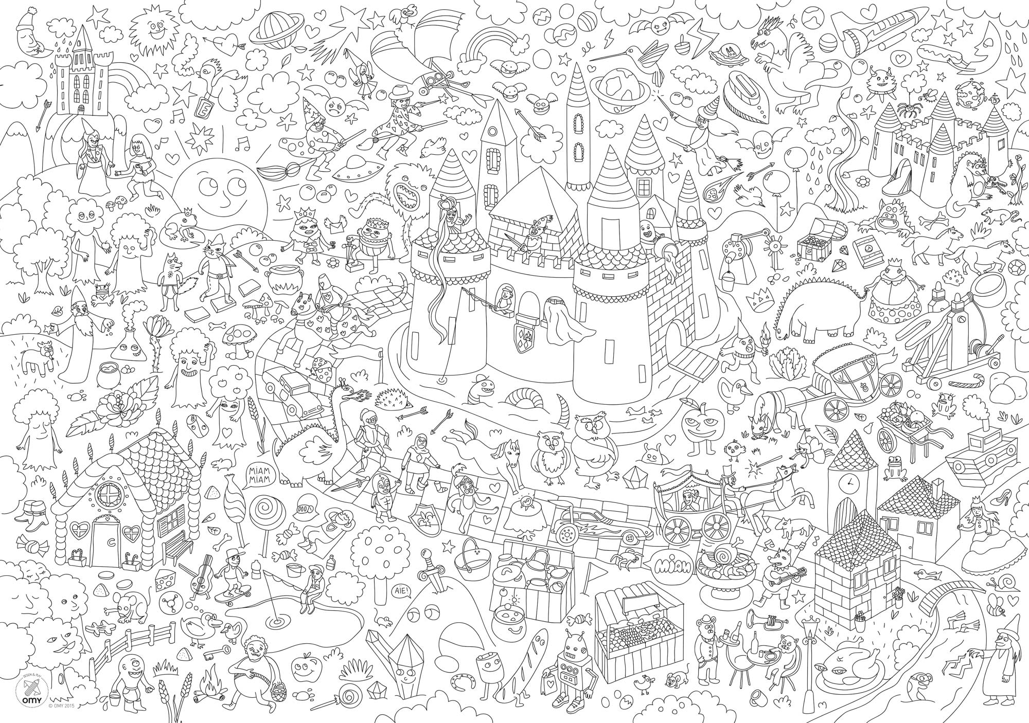 Coloriage Géant Enfant - Poster Mandala Nappe à Colorier 140x60 Cm, Activité Créative Géante Pour Anniversaire