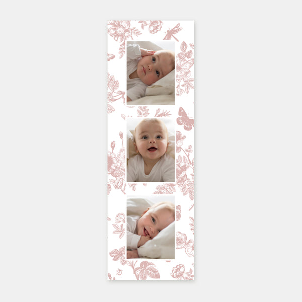 Birth announcement toile de jouy bookmark