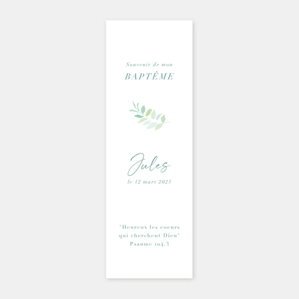 Plant candle baptism bookmark