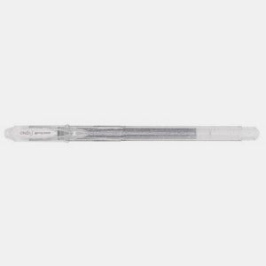 Stylo encre gel metal paillette pointe fine argent uniball