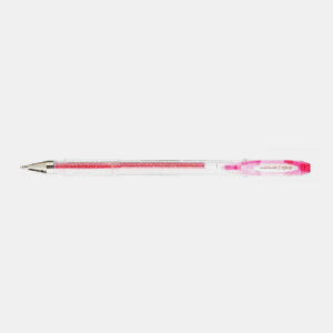 Rosafarbener Uniball-Gel-Tintenstift aus glitzerndem Metall mit feiner Spitze
