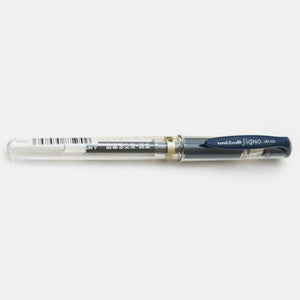 Uniball blue metal gel ink pen with wide tip