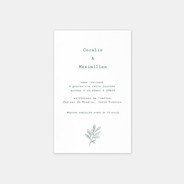 Brindille wedding invitation card